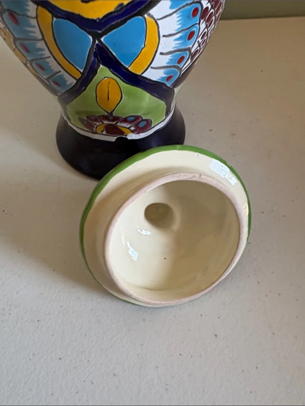 Handmade Mexican Multicolor Terracotta Ceramic Decorative Jar